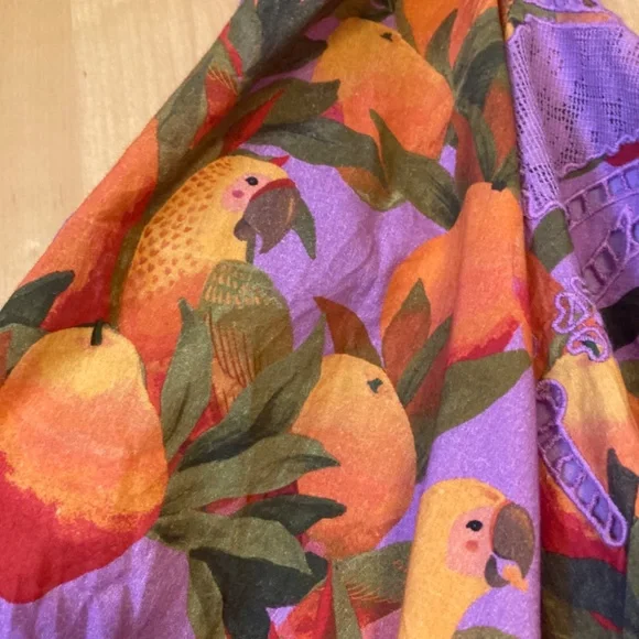 Farm Rio Mango Print Lilac Crop Top - Picture 4 of 7